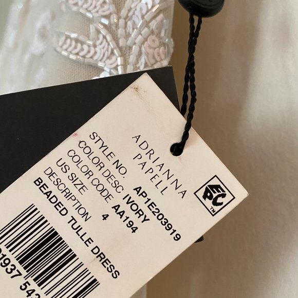 ADRIANNA PAPELL WHITE/CREAM LACE BEADED DRESS - Picture 5 of 10